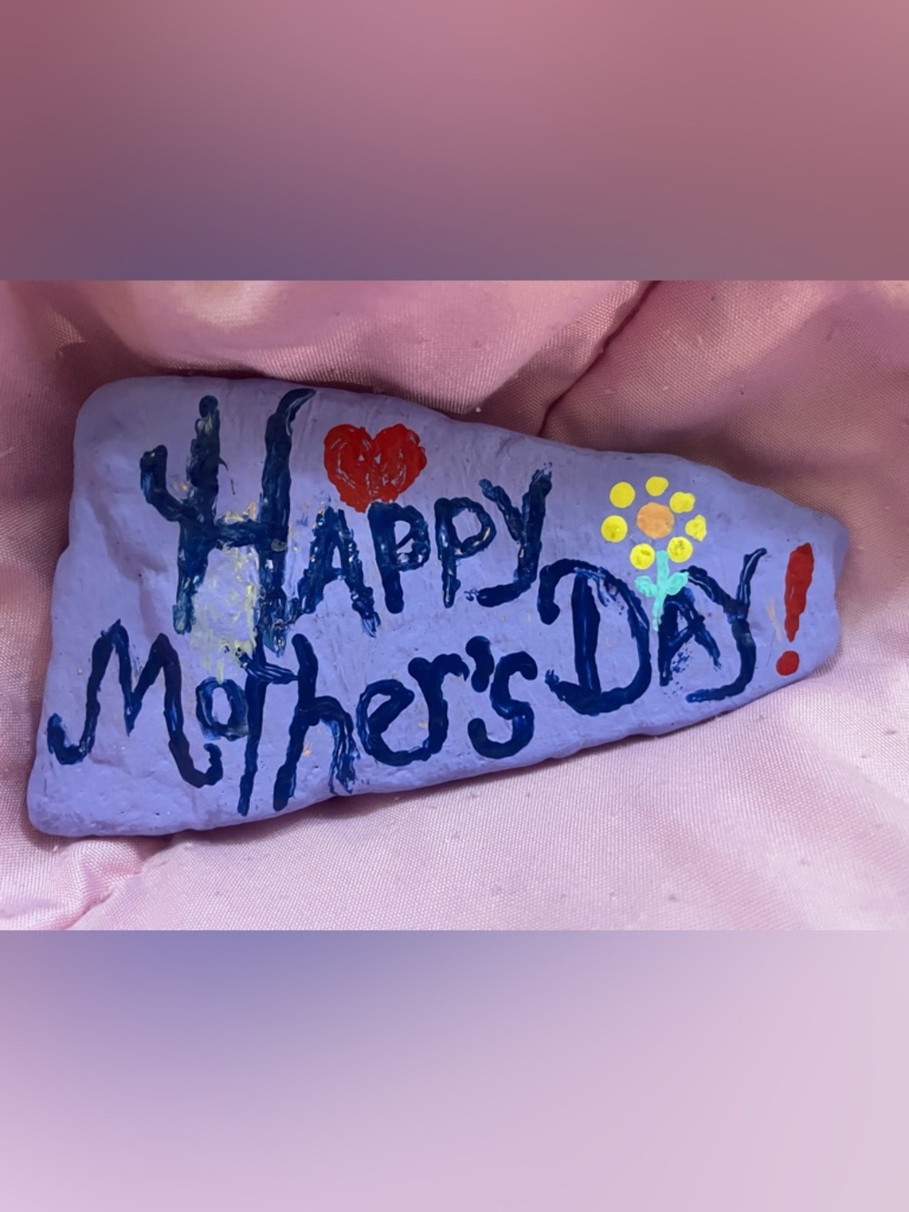 Hand-Painted Lavender "Happy Mother's Day" Decorative Stone
